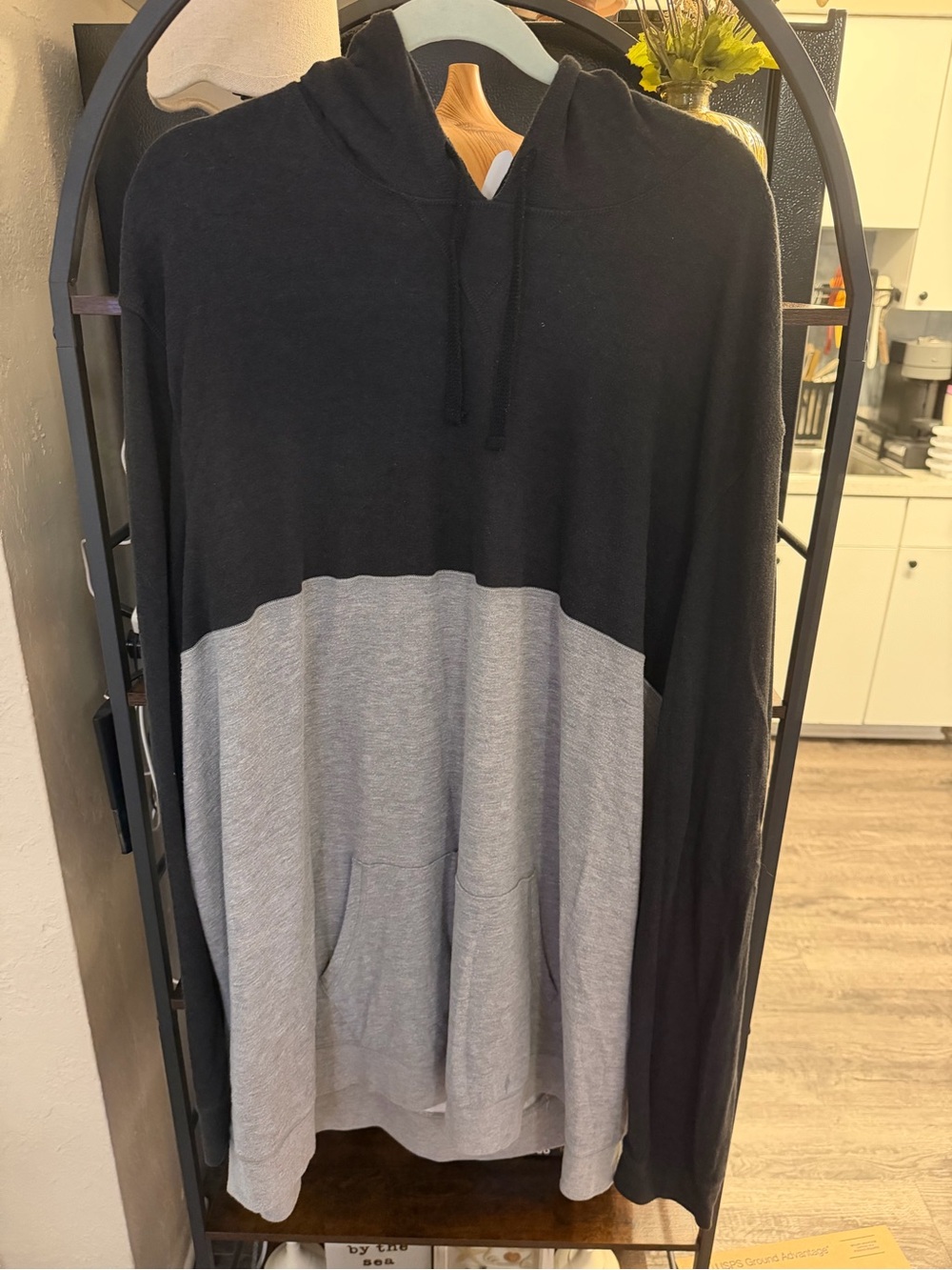 Sonoma Black and Light Gray Two-Tone Hooded Pullover lightweight